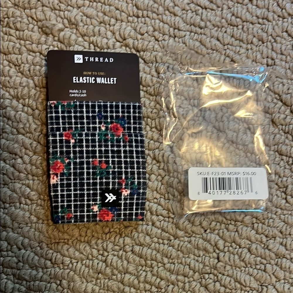 Elastic Wallet - Black with Floral Design